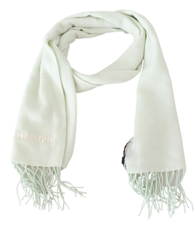 Light Green Pattern Cashmere Unisex Wrap Fringes Scarf