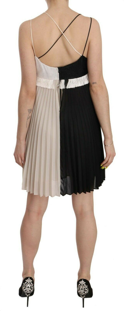 Black and White Mini Sleeve less A-line Princess Dress