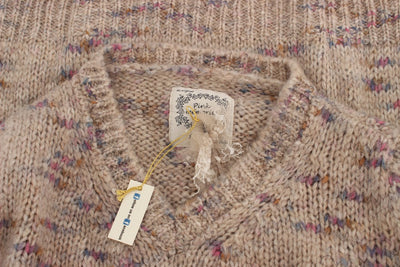 Beige Wool Blend Knitted Oversize Sweater