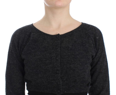 Gray Knit Wool Cardigan Sweater