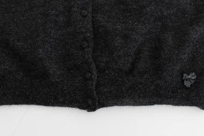 Gray Knit Wool Cardigan Sweater