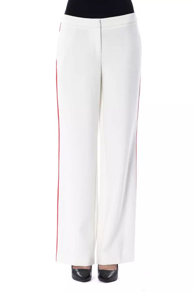 White Polyester Women's Pant