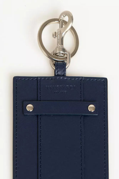 Blue Leather Men Badge Holder