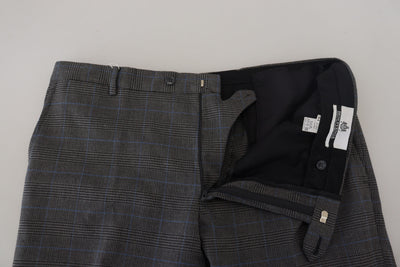 Gray Checkered Wool Dress Formal Pants