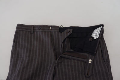 Brown Stripes Slim Fit Men Pants