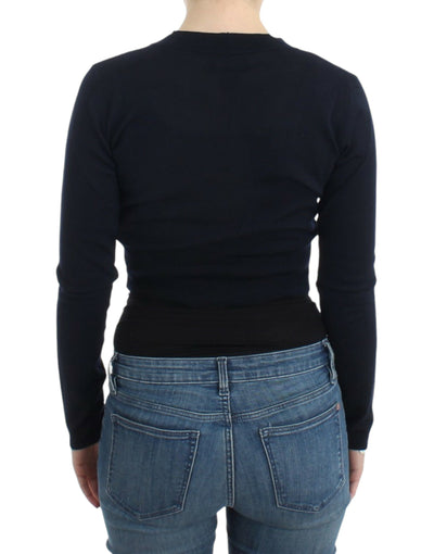 Black cropped wool cardigan