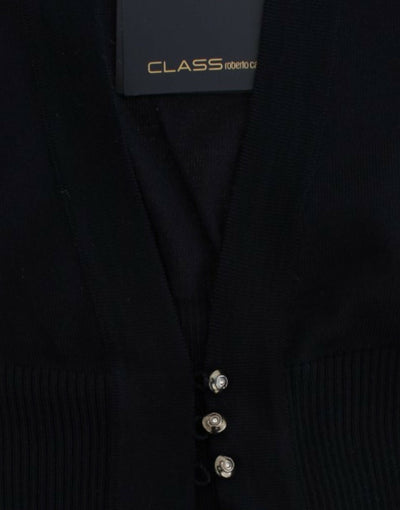 Black cropped wool cardigan