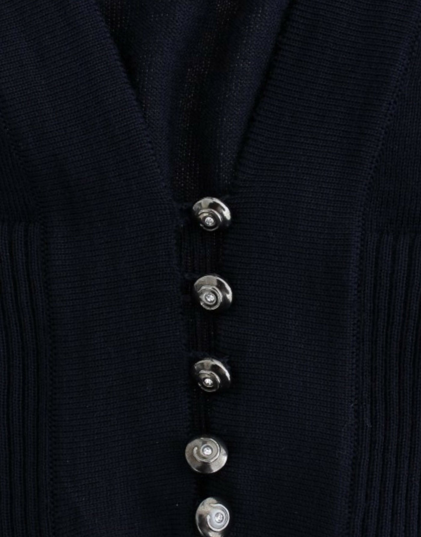 Blue cropped wool cardigan