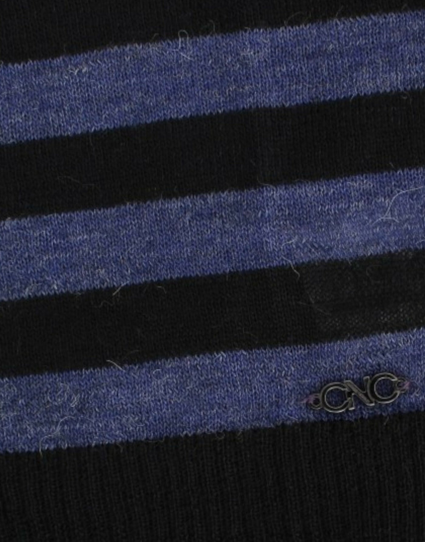 Black striped V-neck sweater