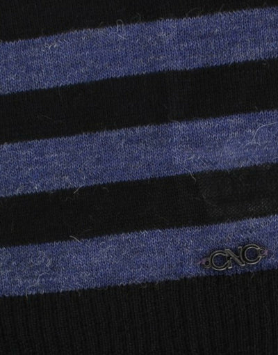 Black striped V-neck sweater