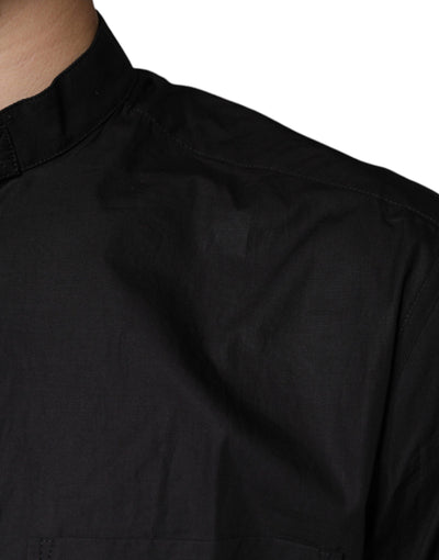 Black Cotton Button Down Men Casual Shirt