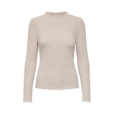 Beige Polyester Turtleneck
