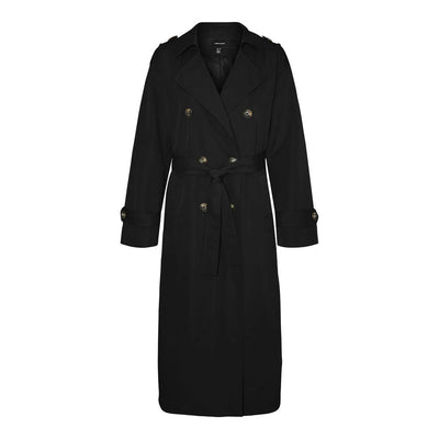 Black Polyester Trench Coat