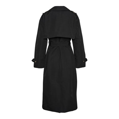 Black Polyester Trench Coat