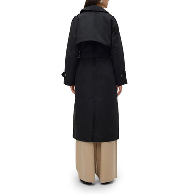Black Polyester Trench Coat