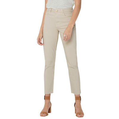 Beige Cotton Mom Jean