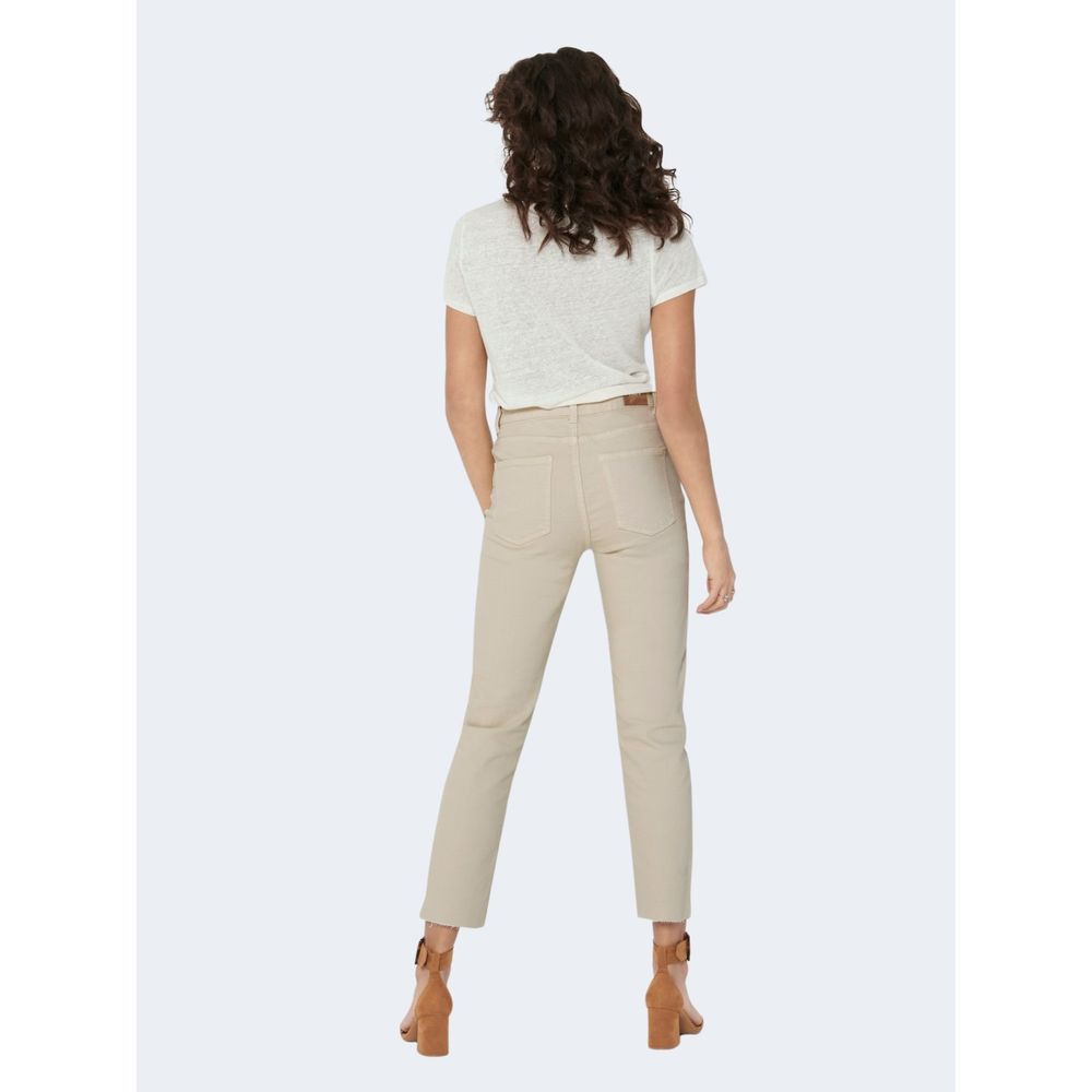 Beige Cotton Mom Jean