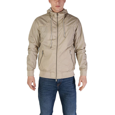 Beige Nylon Jackets & Coat