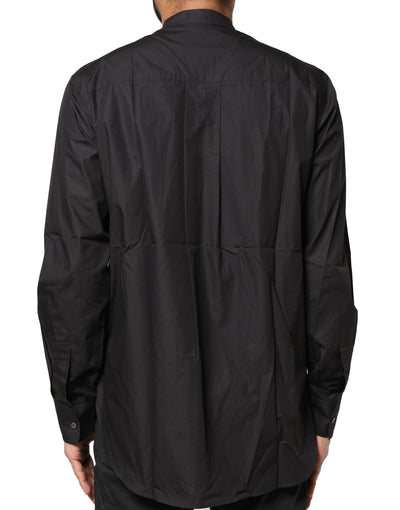 Black Cotton Button Down Men Casual Shirt