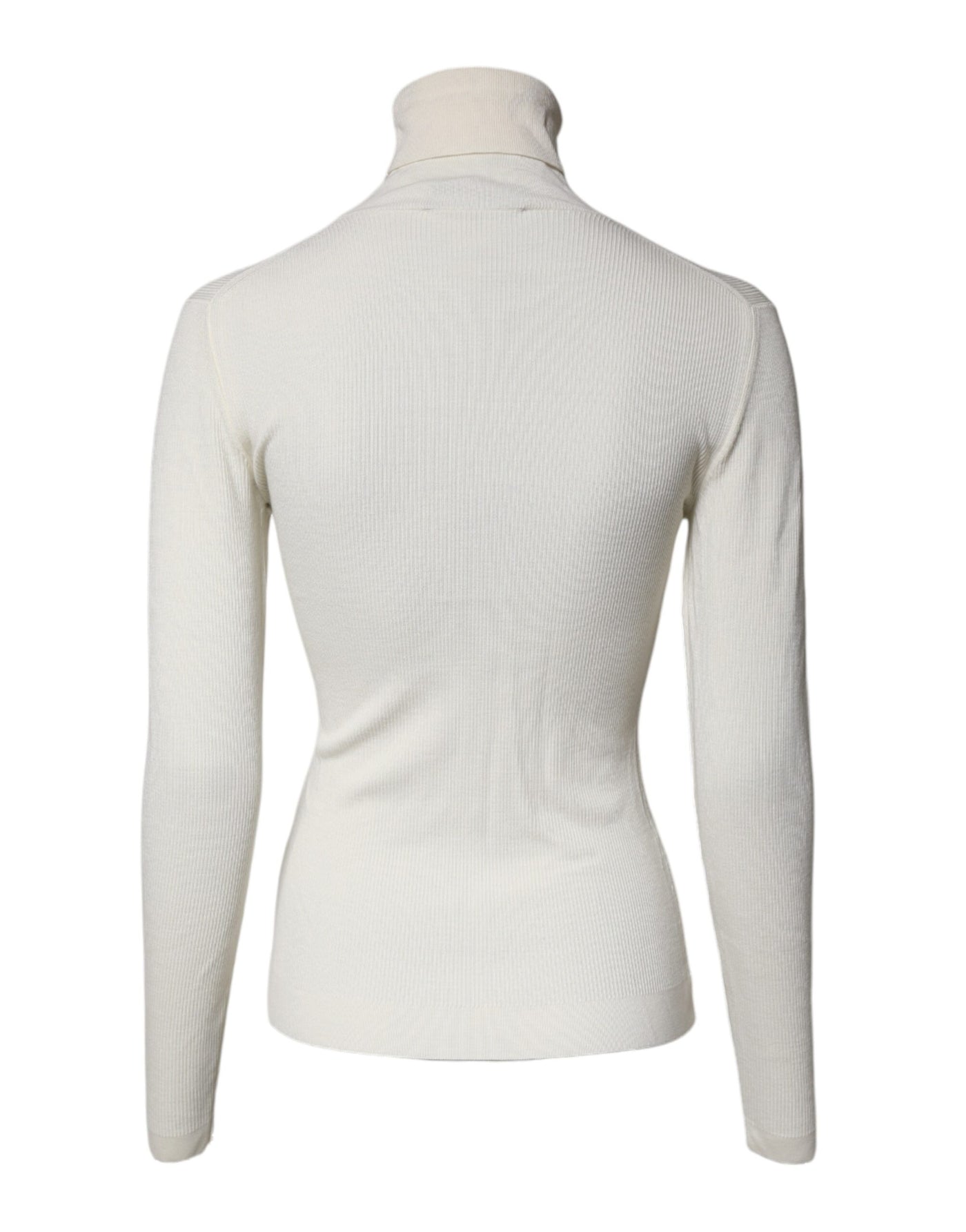 Cream Long Sleeves Turtleneck Slim Sweater
