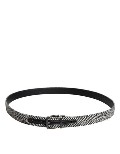 Black White Silver Tone Metal Buckle Belt