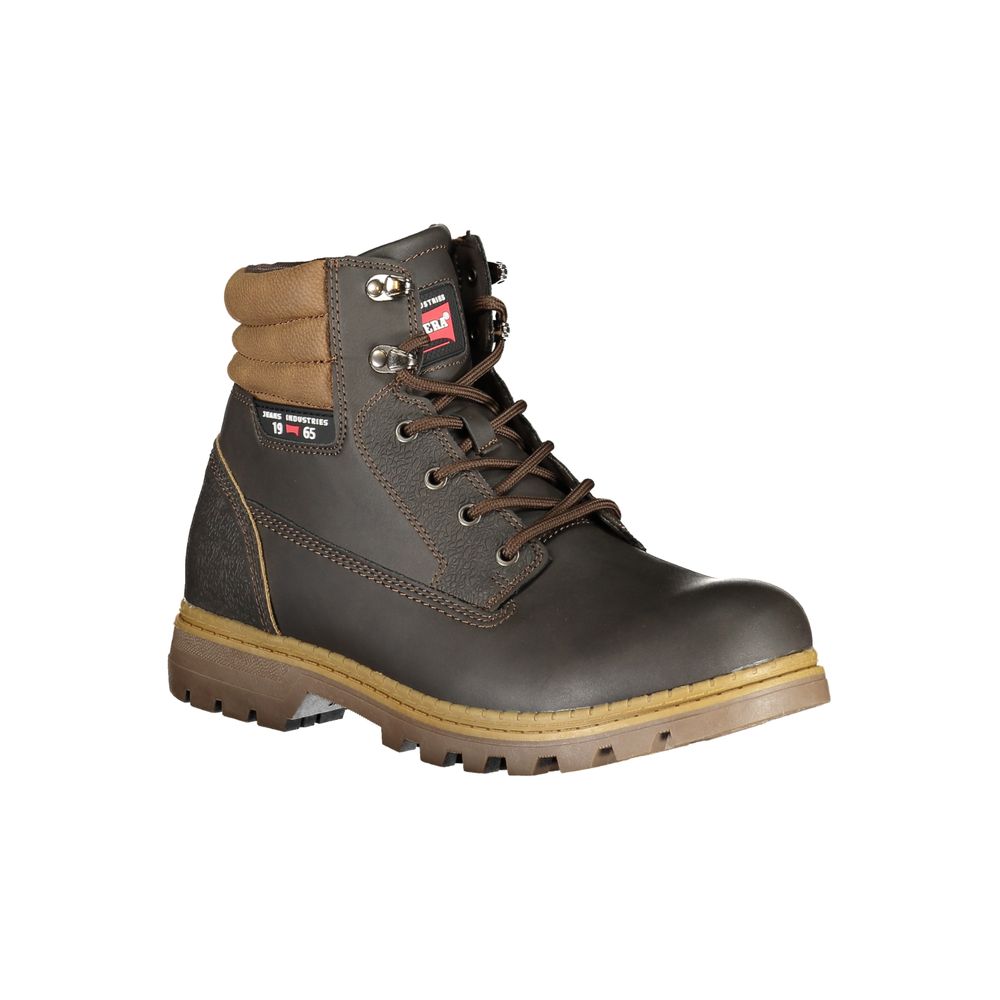 Brown Polyester Men Boot
