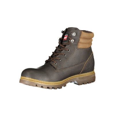 Brown Polyester Men Boot