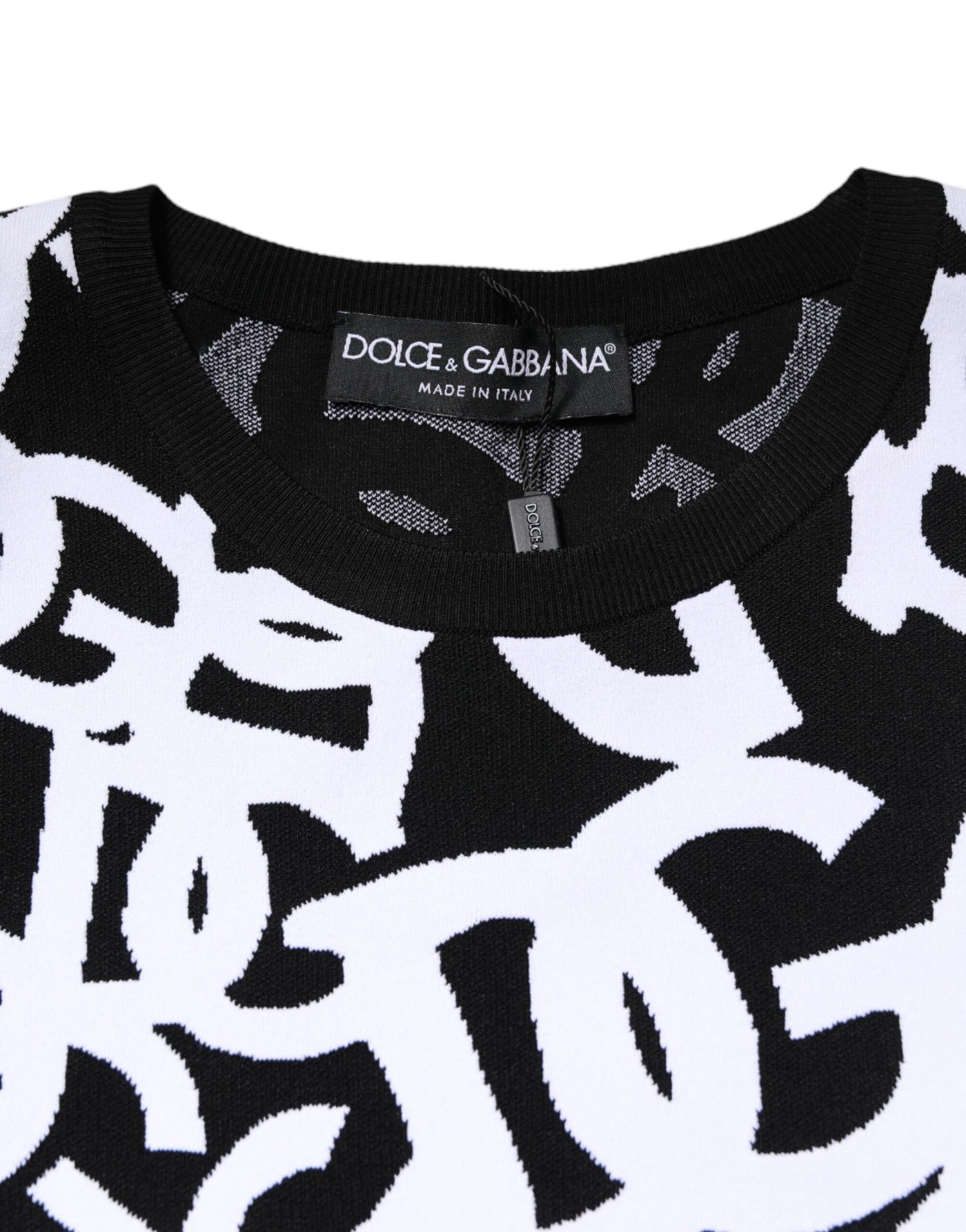 Black White Logo Print Women Pullover Sweater