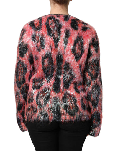 Red Mohair Wool Button Down Cardigan Sweater