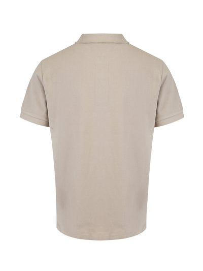 Pale Stone Cotton Collared Polo Shirt