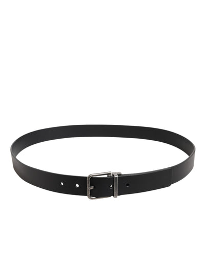Black Classic Leather Metal Buckle Belt