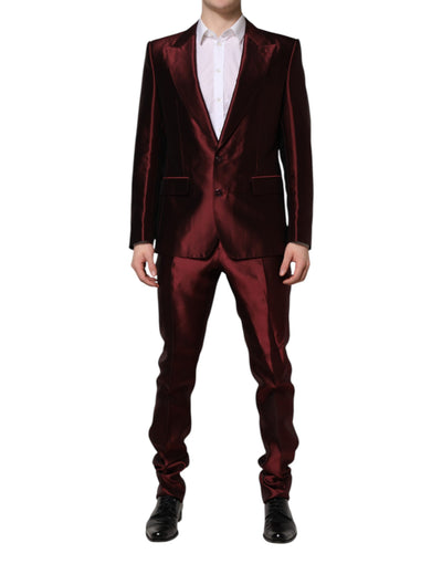 Bordeaux Silk 2 Piece Single Breasted Suit