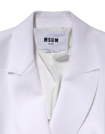 White Polyester Long Sleeves Ruffled Wrap Jacket