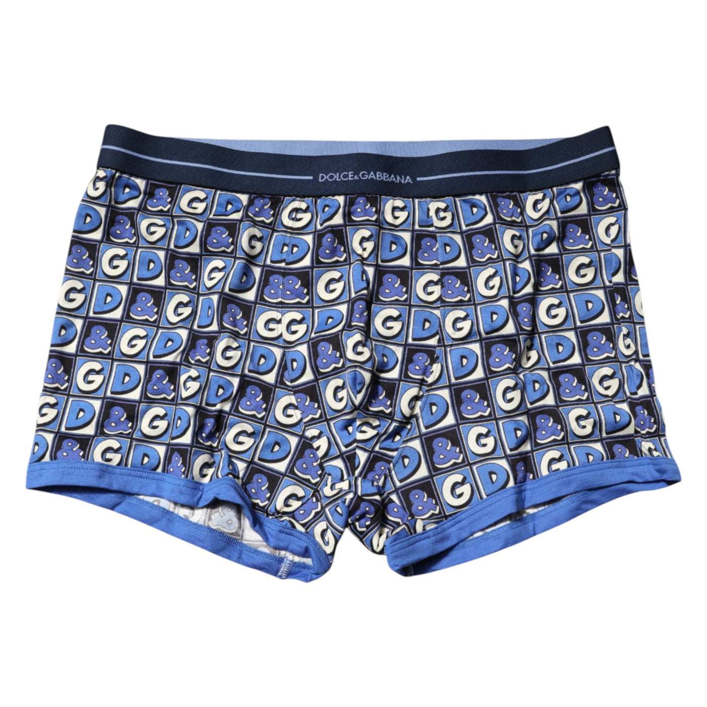 Blue Cotton Logo Print Regular Boxer Underwear