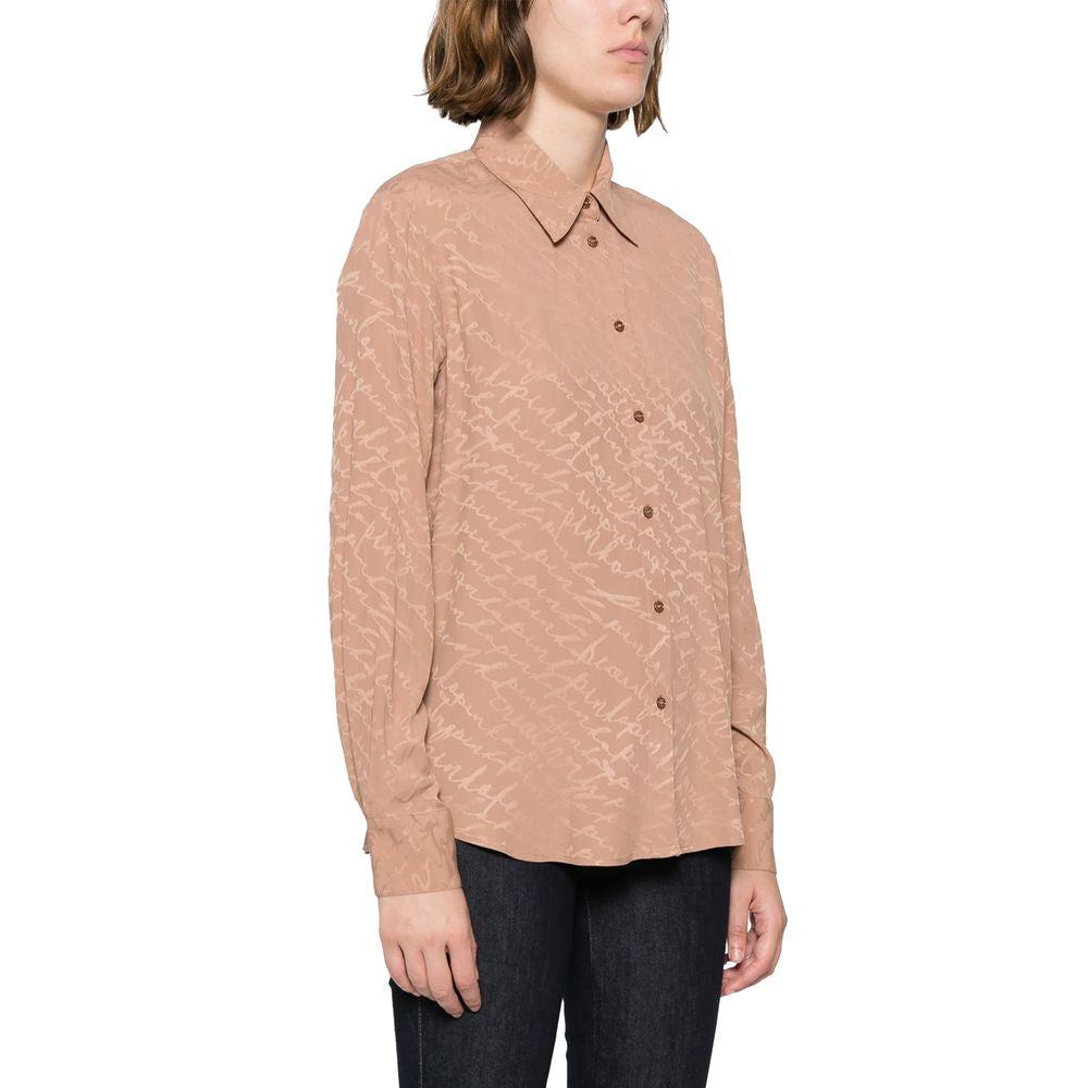 Beige Silk Women Shirt