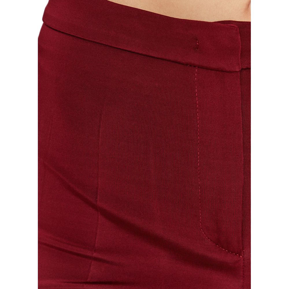 Red Viscose Women Trouser