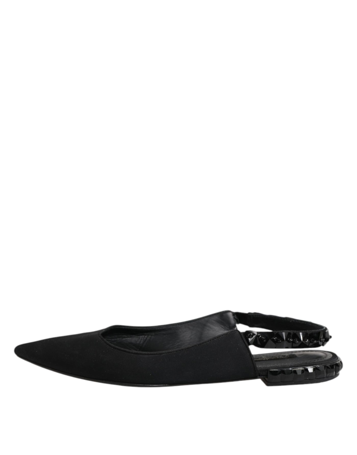 Black Crystal Charmeuse Slingback Shoes