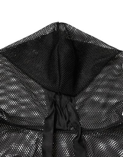 Black See Through Hooded Pullover Sweater