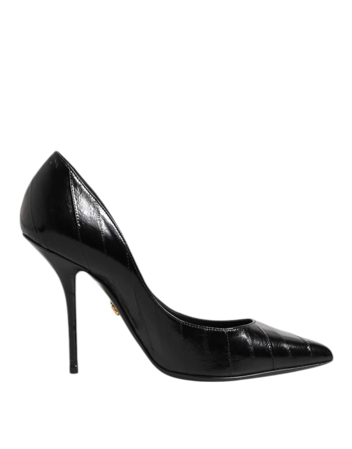 Black Leather Stiletto High Heels Pumps Shoes