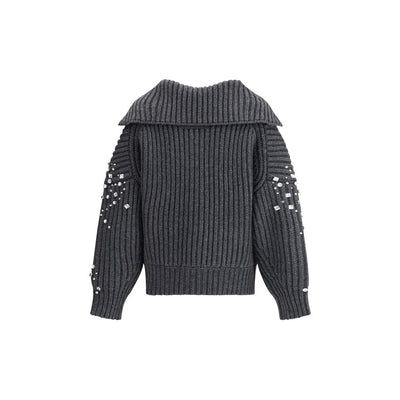 Rhinestones wool Cardigan