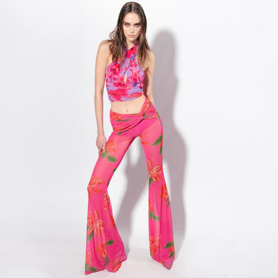 Multicolor Polyester Women Pant