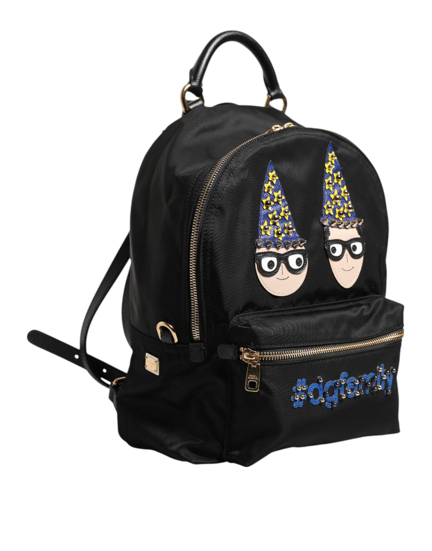 Black Nylon #DGFAMILY VULCANO Embellished Backpack Bag