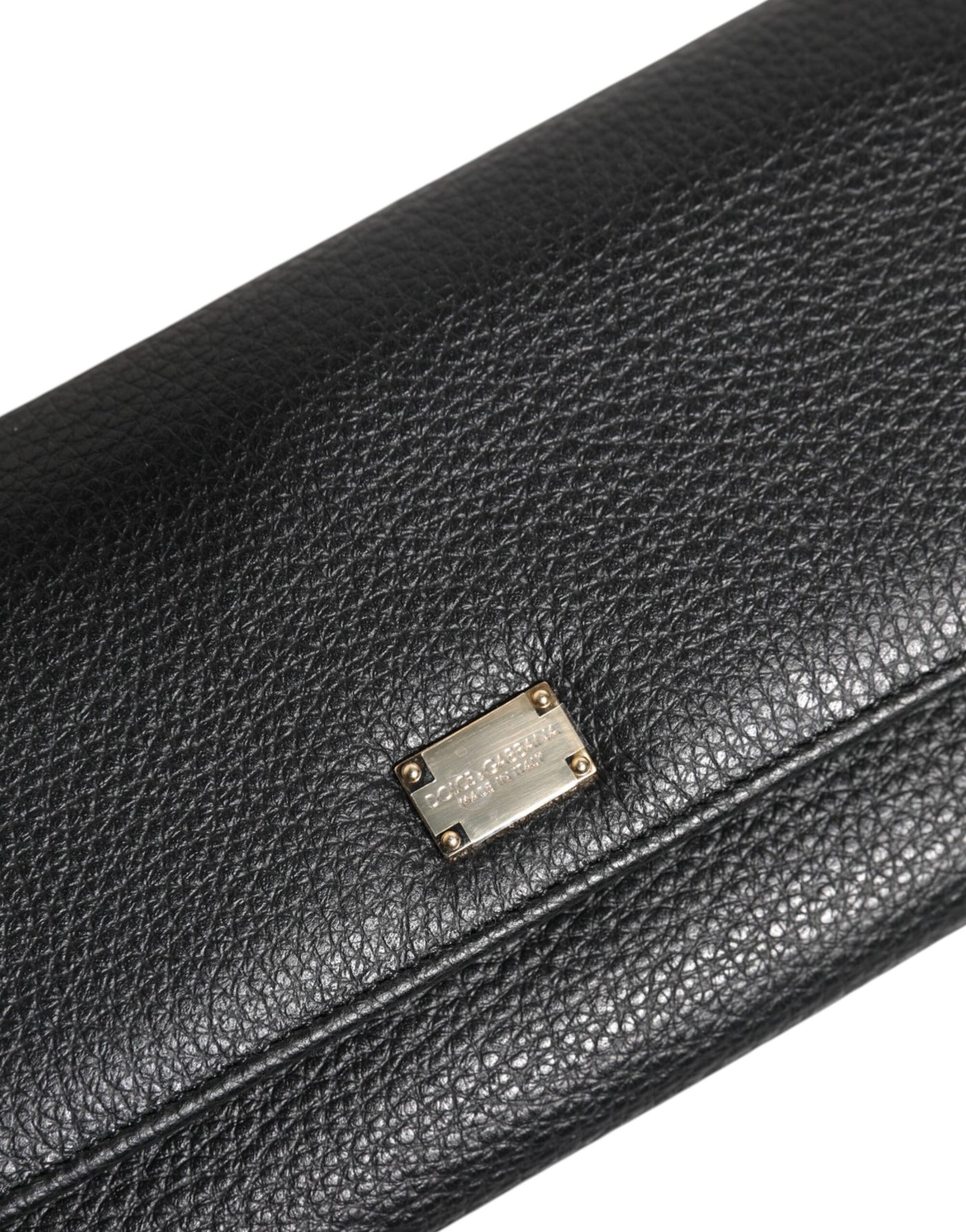 Black Leather Logo Plaque Trifold Card Holder Wallet