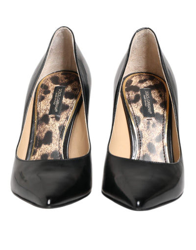 Black Calf Leather Stiletto Heels Pumps Shoes