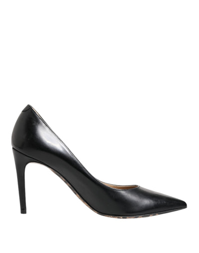 Black Calf Leather Stiletto Heels Pumps Shoes