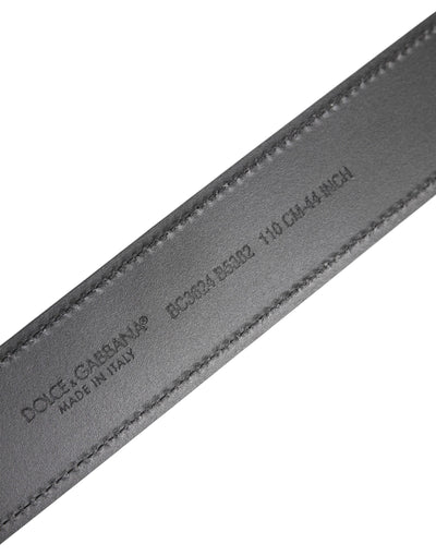 Black Leather Classic Metal Logo Buckle Belt