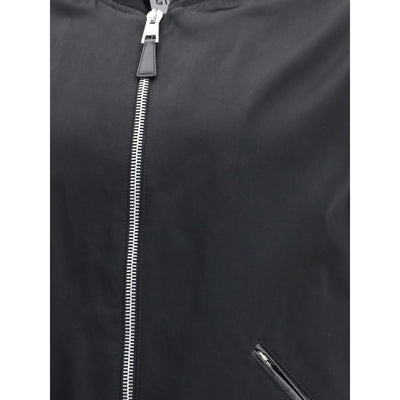 Leather and satin bomber Jacket