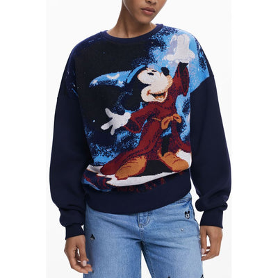 Blue Cotton Women Sweater
