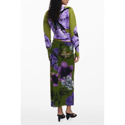 Green Polyester Women Skirt