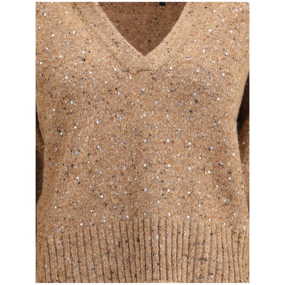 V-neck Sweater with rhinestones